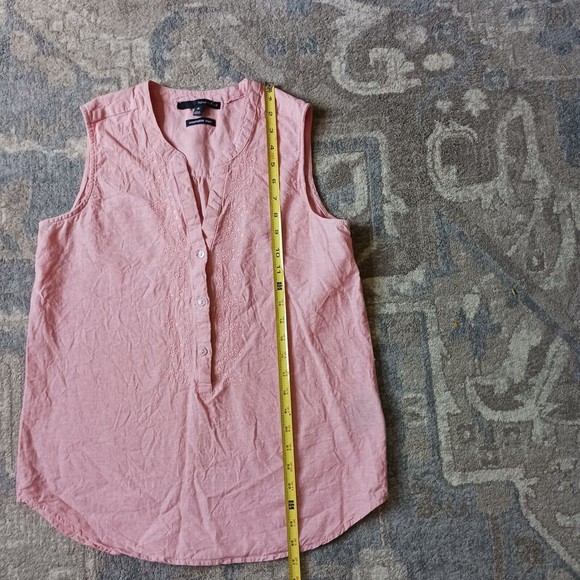 Linen Harve Benard Cottagecore Tank Blouse Womens M Sleeveless Pink - Picture 4 of 8